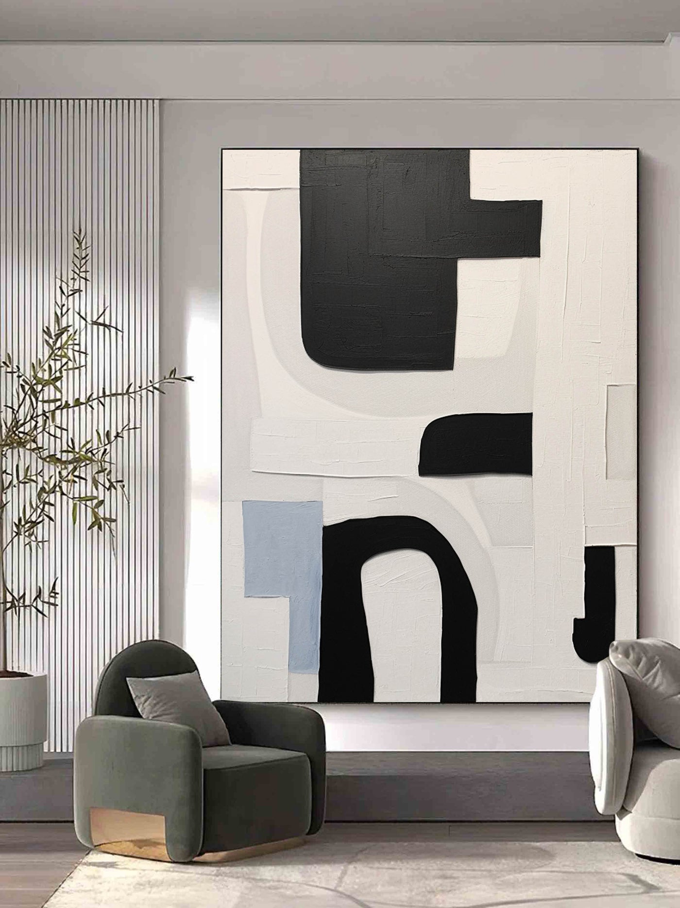 Black and White Minimalism Wall Art Black and White Texture Painting ...