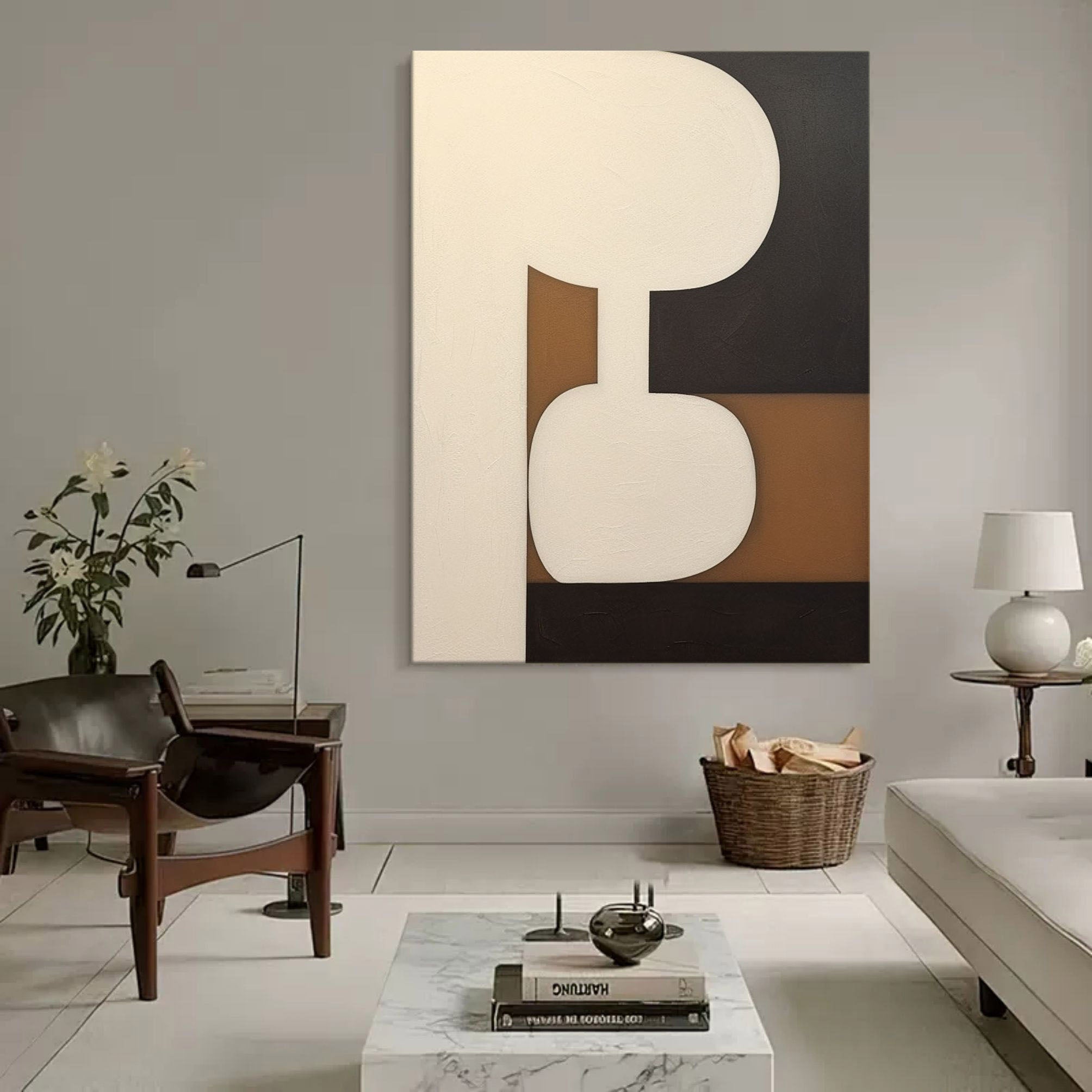 Beige Abstract Art Canvas Large Beige Minimalist Wall Art Decoration Beige Minimalist Oil Painting
