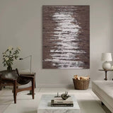 Large Brown and Gray Oil Painting 3D Brown Texture Canvas Art for Sale Wabi Sabi Wall Decor
