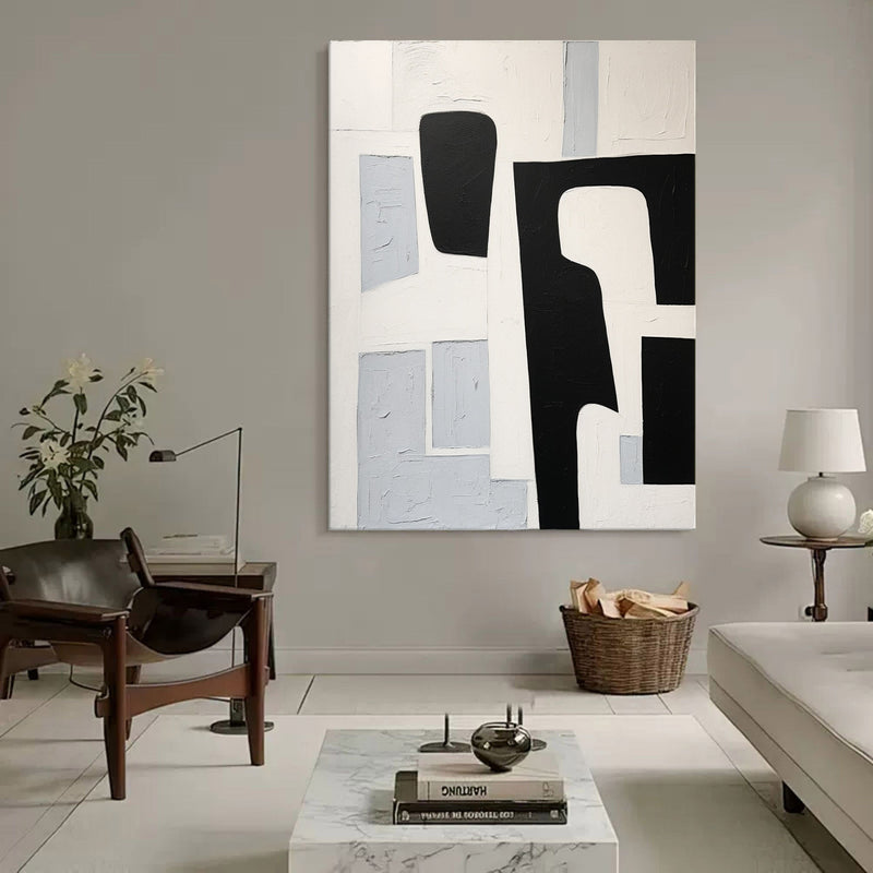 Large Black and White Minimalism Abstract Art Black and White Texture