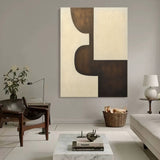 Large Beige and Brown Minimalist Canvas Wall Art Beige and Brown Textured Abstract Art for Sale