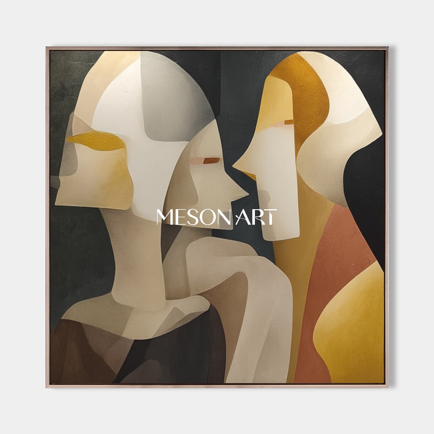 Cubism Abstract Couple Framed Wall Art Minimalist Canvas Living Room