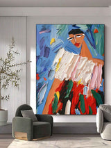 3D Abstract Woman Canvas Oil Painting Abstract Woman Textured Art Palette Knife Figure Painting