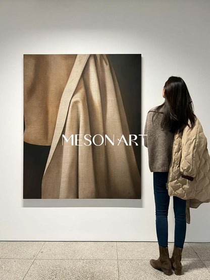 Hyperrealism Beige Shirt Painting Hyperrealism Beige Shirt Canvas Art Realistic Beige Shirt Wall Art Decor