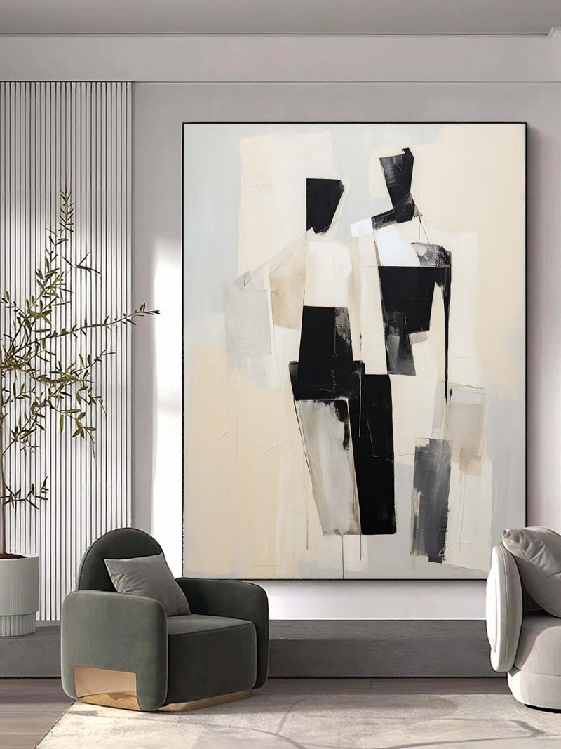 Beige Abstract Art on Canvas Beige Abstract Texture Wall Painting Contemporary Minimalist Abstract Art Abstract Figure Abstract Wall Decor
