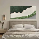 Large Green and White Texture Painting Green and White Textured Art Plaster Abstract Canvas Painting