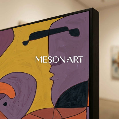 Contemporary Abstract Art With Violet And Amber Tones For Modern Living Rooms