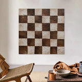 Brown and Gray Art on Canvas Wabi Sabi Wall Decor Brown and Gray Minimalist Paintings for Sale