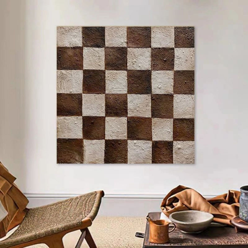 Brown and Gray Art on Canvas Wabi Sabi Wall Decor Brown and Gray Minimalist Paintings for Sale