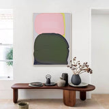 Green and Pink Abstract Oil Painting Minimalist Wall Art Pink and Green Textured Abstract Canvas Art