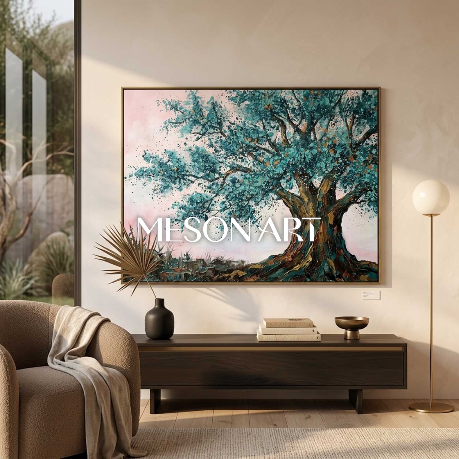 Contemporary Cubist Abstract Painting With Geometric Shapes And Neutral Tones For Modern Home Decor