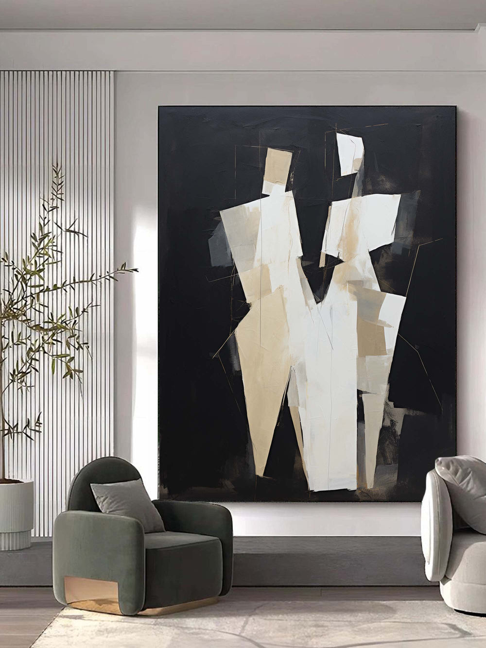 Beige & Black Minimalist Wall Art