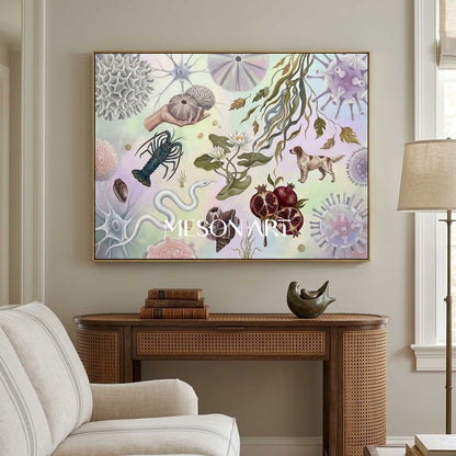 Whimsical Nature Large Surrealist Textured Canvas Wall Art for Office