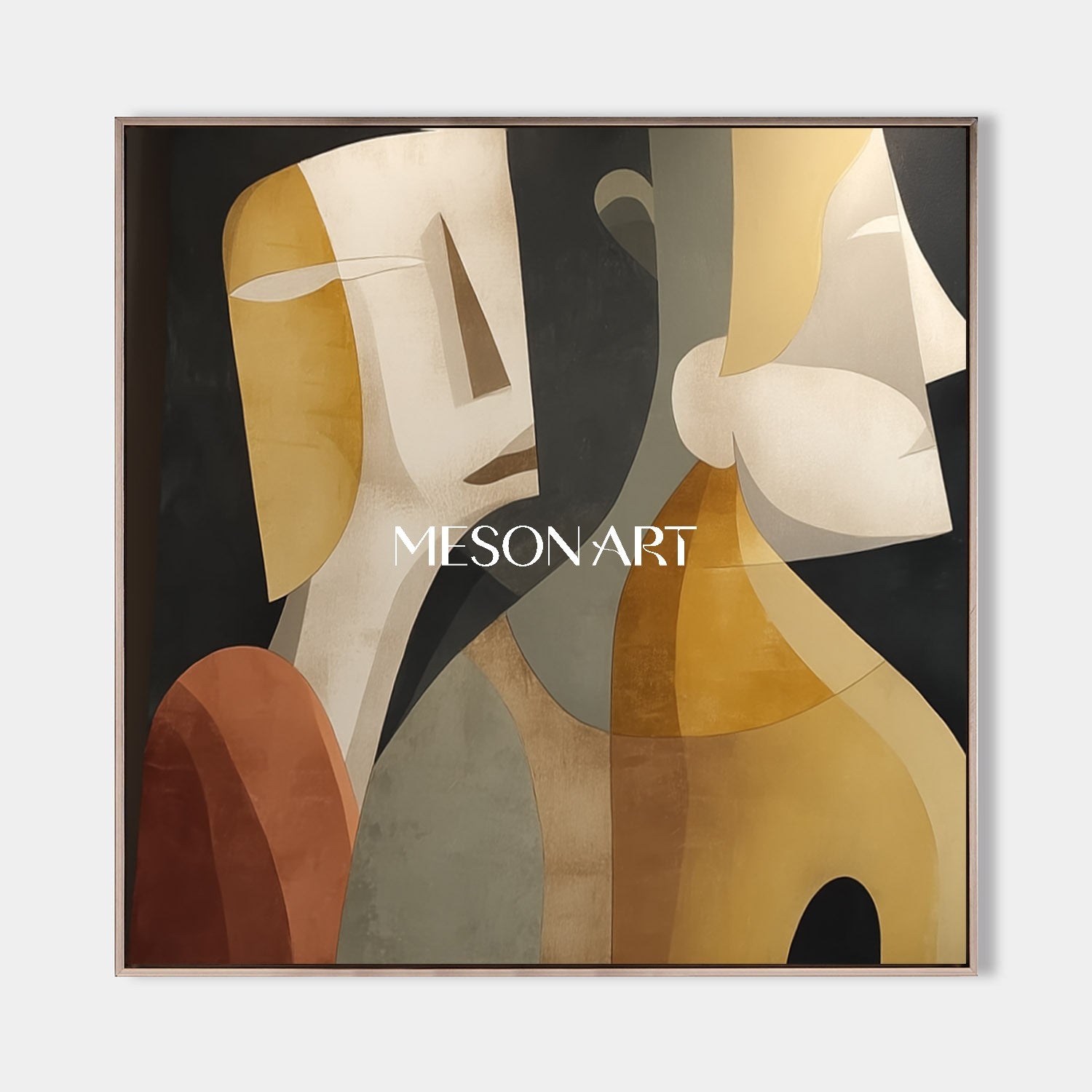 Picasso Style Modern Square Art Minimalist Abstract Couple Painting