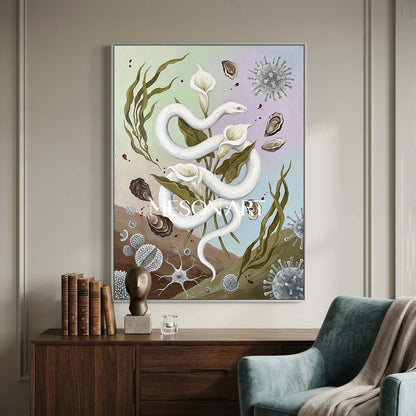 Original Surrealist Oil Painting Hand Painted Calla Wall Art Above Couch Decor