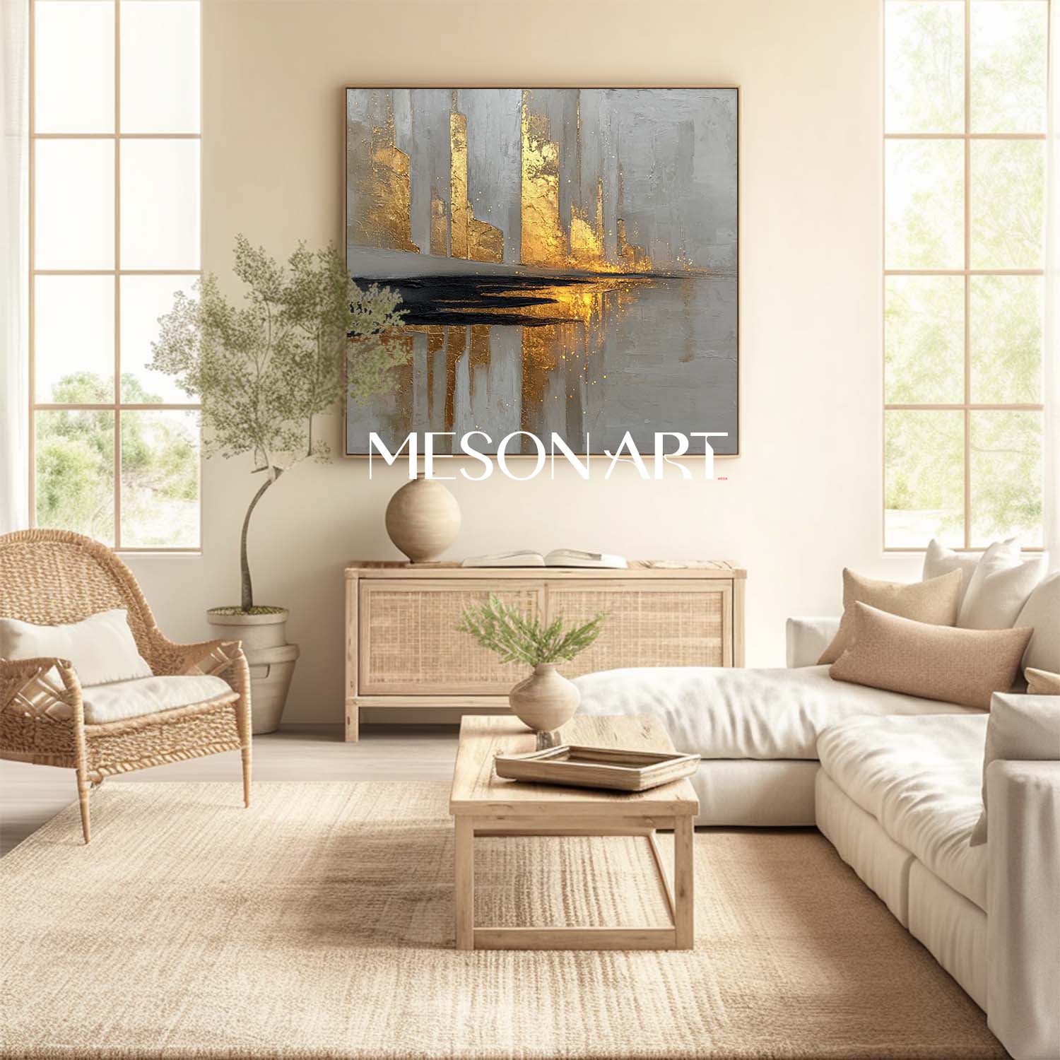 Golden Texture Abstract Cityscape Canvas Minimalist Modern Surreal Urban Wall Art