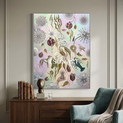 Bio-Surrealism Handmade Ecological Wall Art Soft Tone Organic Painting