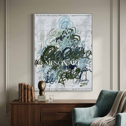 Original Graffiti Abstract Scribble Oil Painting Modern Office Decor 