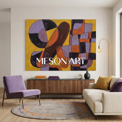 Contemporary Abstract Art With Bold Yellow And Black Geometry For Modern Living