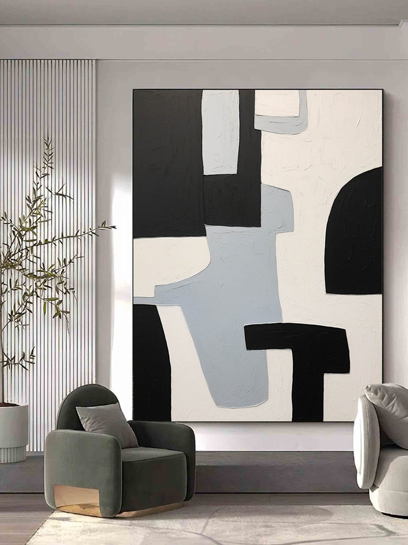 Large Black and White Minimalist Wall Art Black and White Texture ...