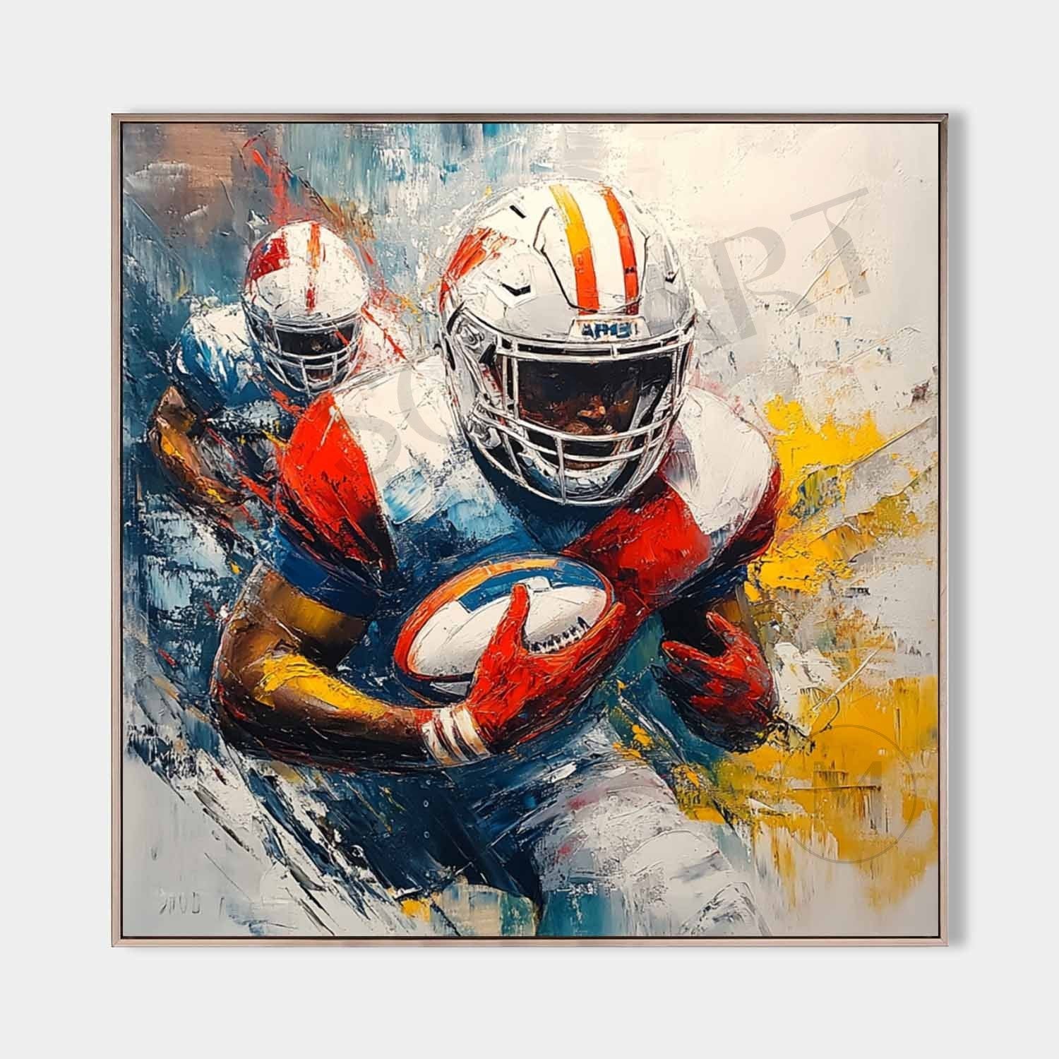 Large Rugby Player Art Canvas For Sale Rugby Game Abstract Painting Rugby Player Game Wall Art