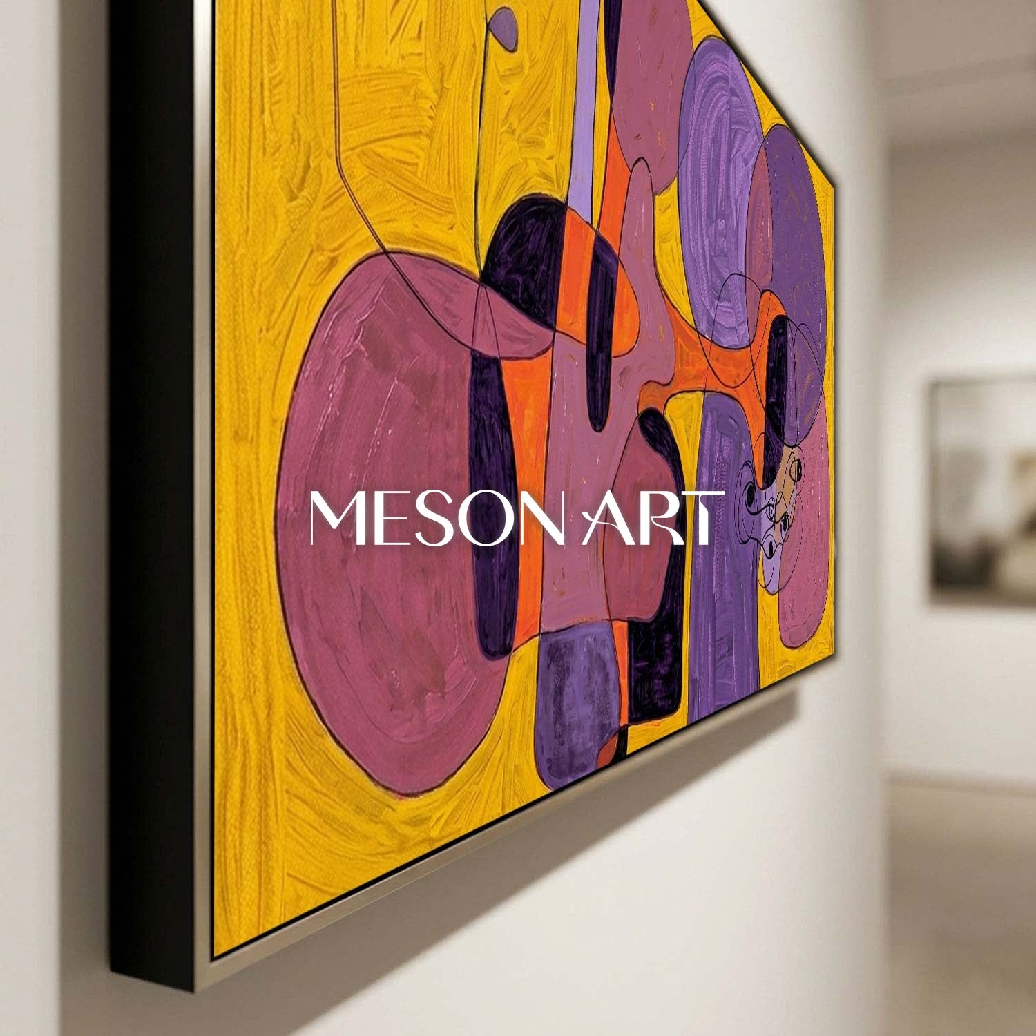 Contemporary Abstract Art With Purple And Yellow Tones For Modern Home Decor