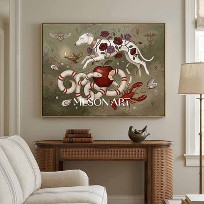 Large Handmade Symbolist Canvas Surrealist Wall Art Luxury Villa Decor