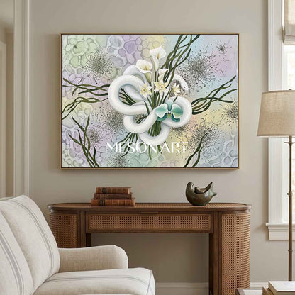 Surrealist Textured Botanical Wall Art for Modern Luxury Living Room