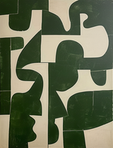 Green and Beige Minimalist Art 3 Piece Set Wabi-Sabi Wall Art Green and Beige Canvas Oil Paintings