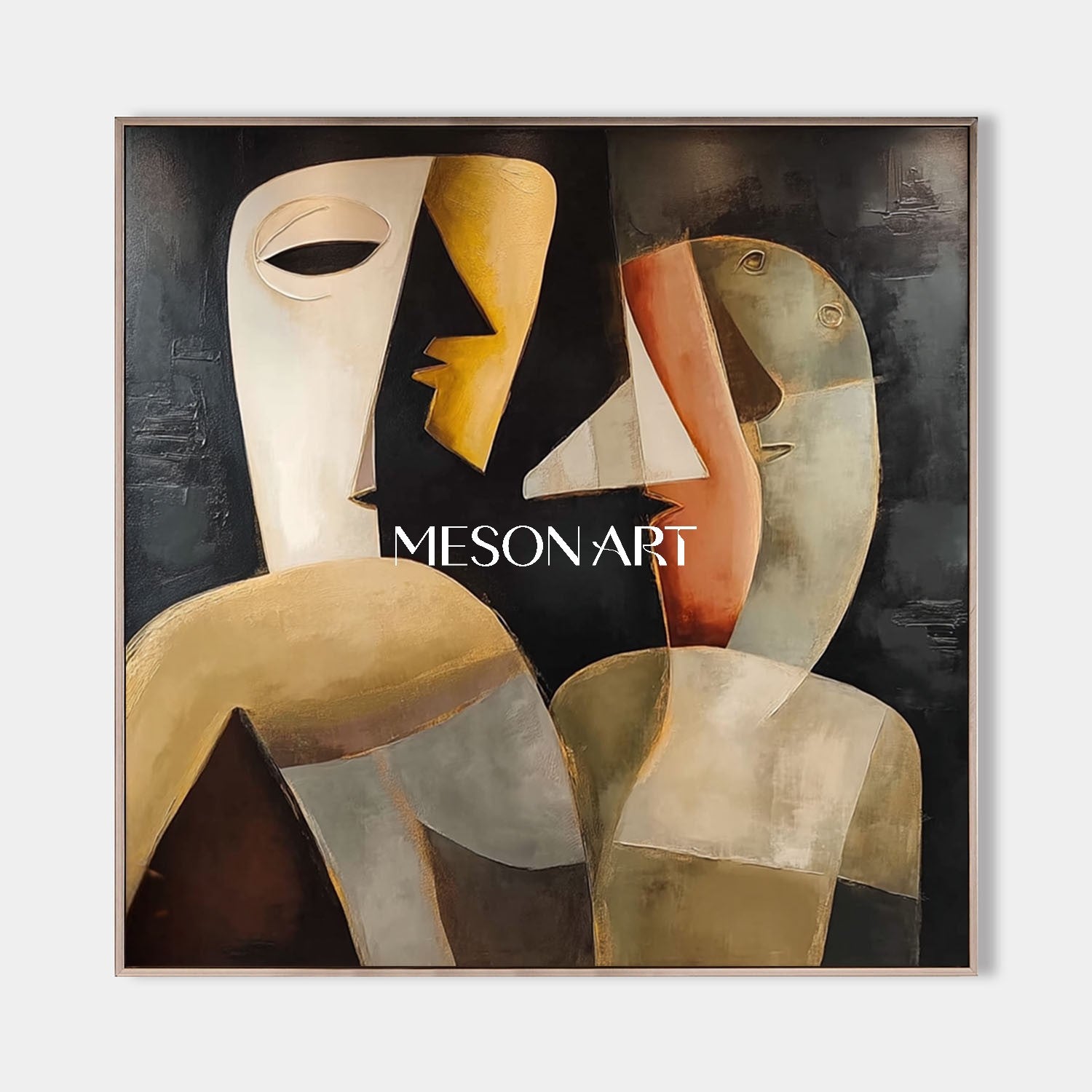 Square Picasso Style Abstract Black Cubism Oil Painting Office Bedroom