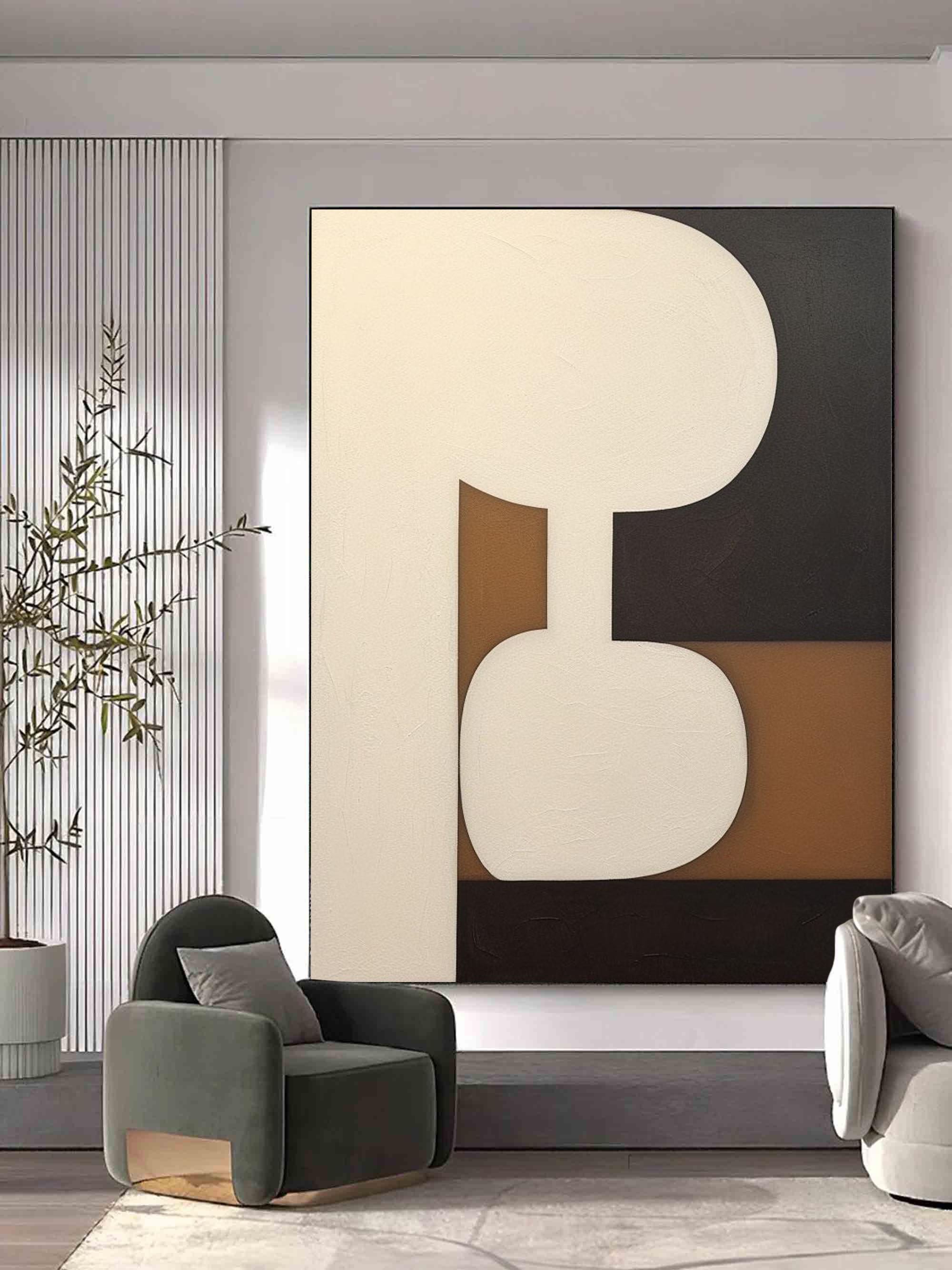 Beige Abstract Art Canvas Large Beige Minimalist Wall Art Decoration Beige Minimalist Oil Painting