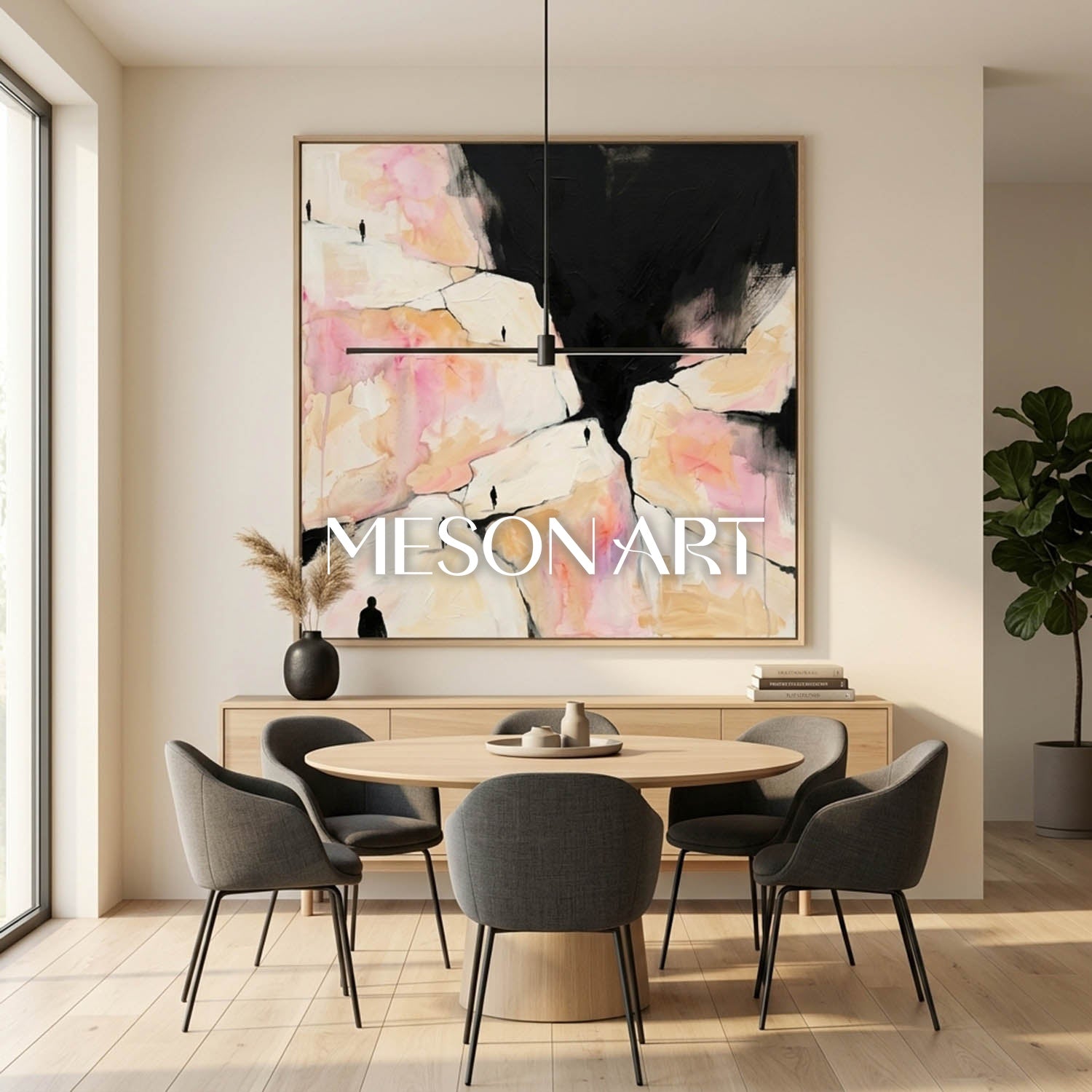 Colorful Pop Art Painting With Geometric Shapes For Modern Living Room Decor
