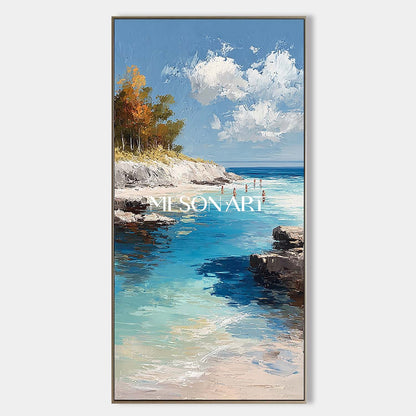 Modern Beach Canvas Minimalist Coastal Art Beach Art for Living Room Large Coastal Canvas