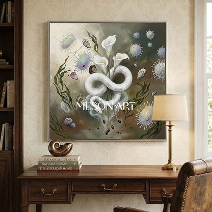 Large Hand Painted Spa Surrealism Wall Art Symbolist Calla Lily Canvas