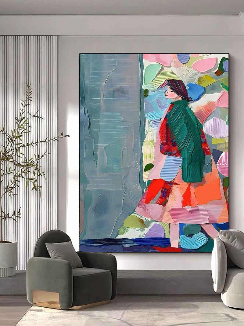 Color Abstract Woman Oil Painting Abstract Woman Canvas Art Thick Woman Texture Wall Decor Painting