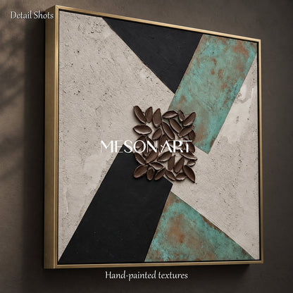 Gray And Black Abstract Art Square Wall Decor Original Artist Hand Painted By Mesonart