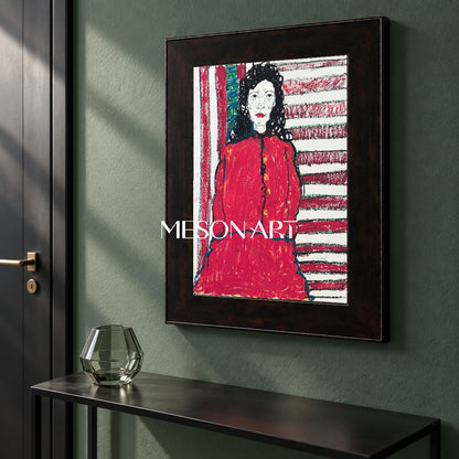 Red And Black Figurative Symbolic Portrait Rectangular Wall Art Original Contemporary Artwork By Mesonart