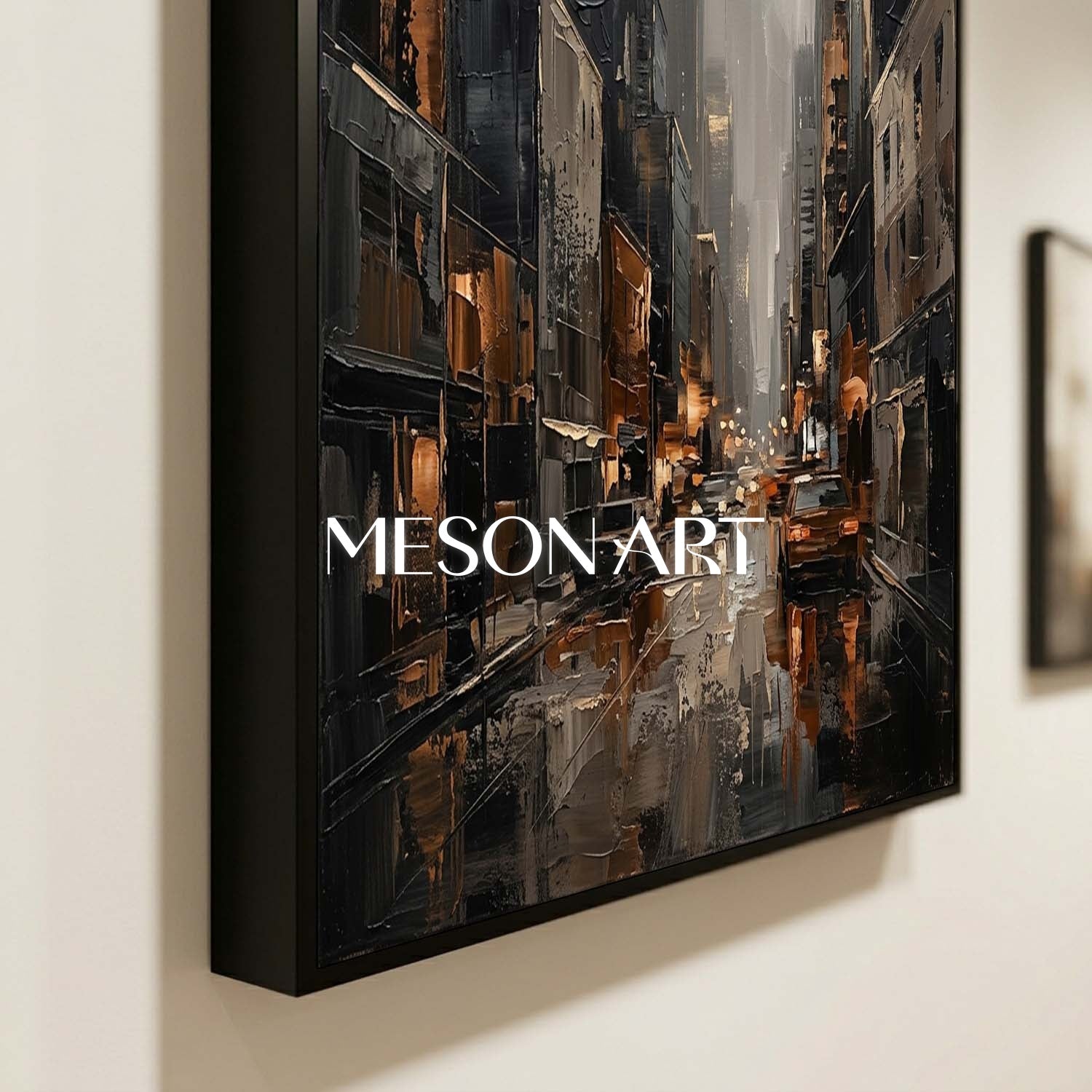 Abstract City Plaster Art With Textured Relief For Modern Living Room And Executive Office Decor