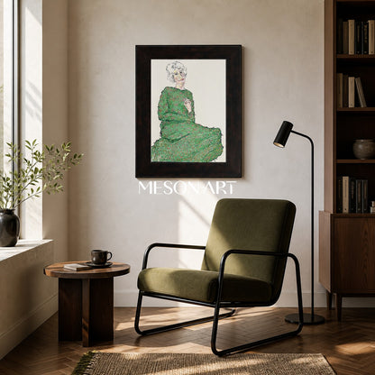 Green And White Fine Art Collectible Painting Rectangular Wall Decor For Living Room By Mesonart