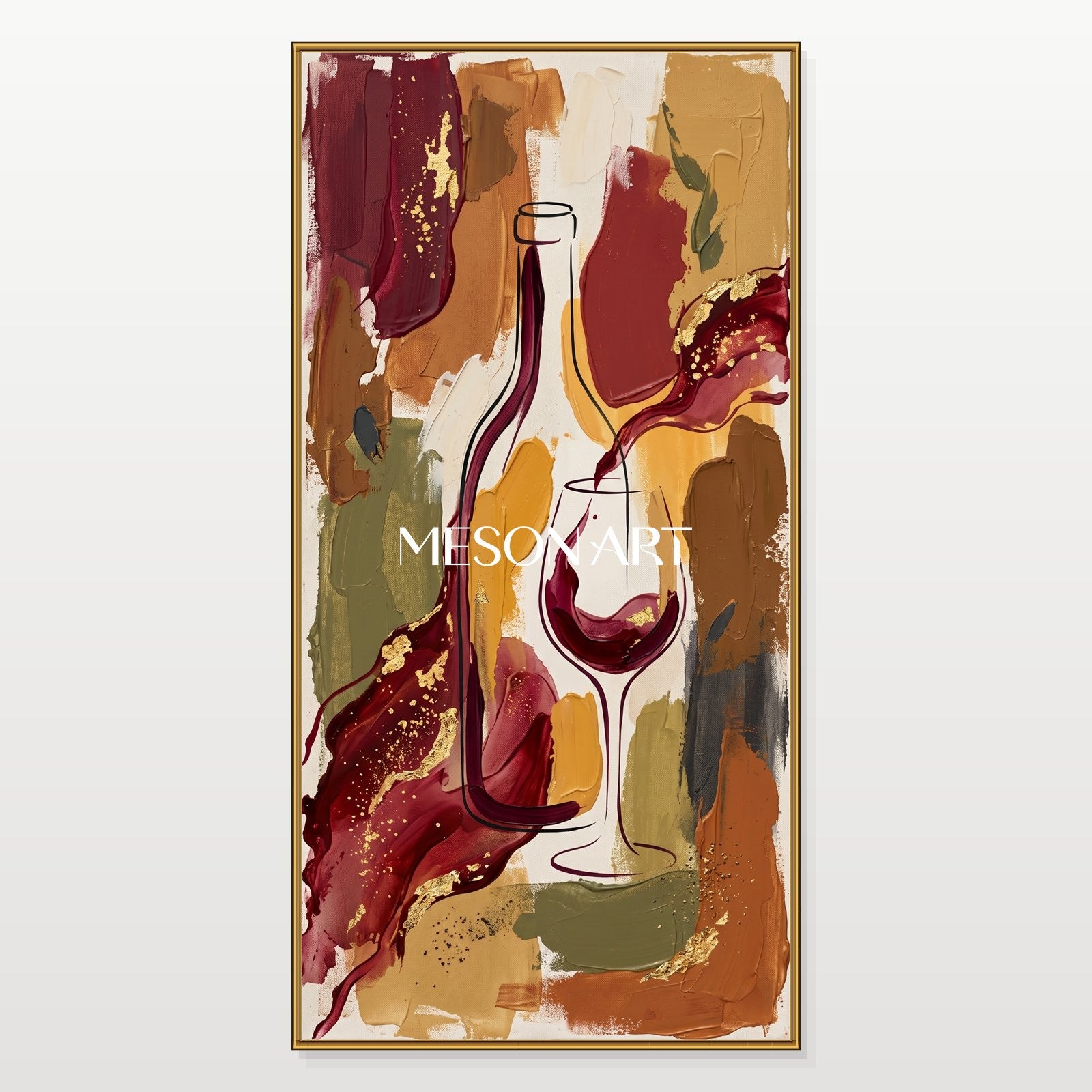 Red And Gold Figurative Painting Contemporary French Bistro Original Art By Mesonart