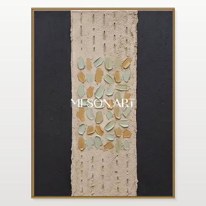 Beige And Black Wabi-Sabi Wall Art Rectangular Original Artist Hand Painted By Mesonart