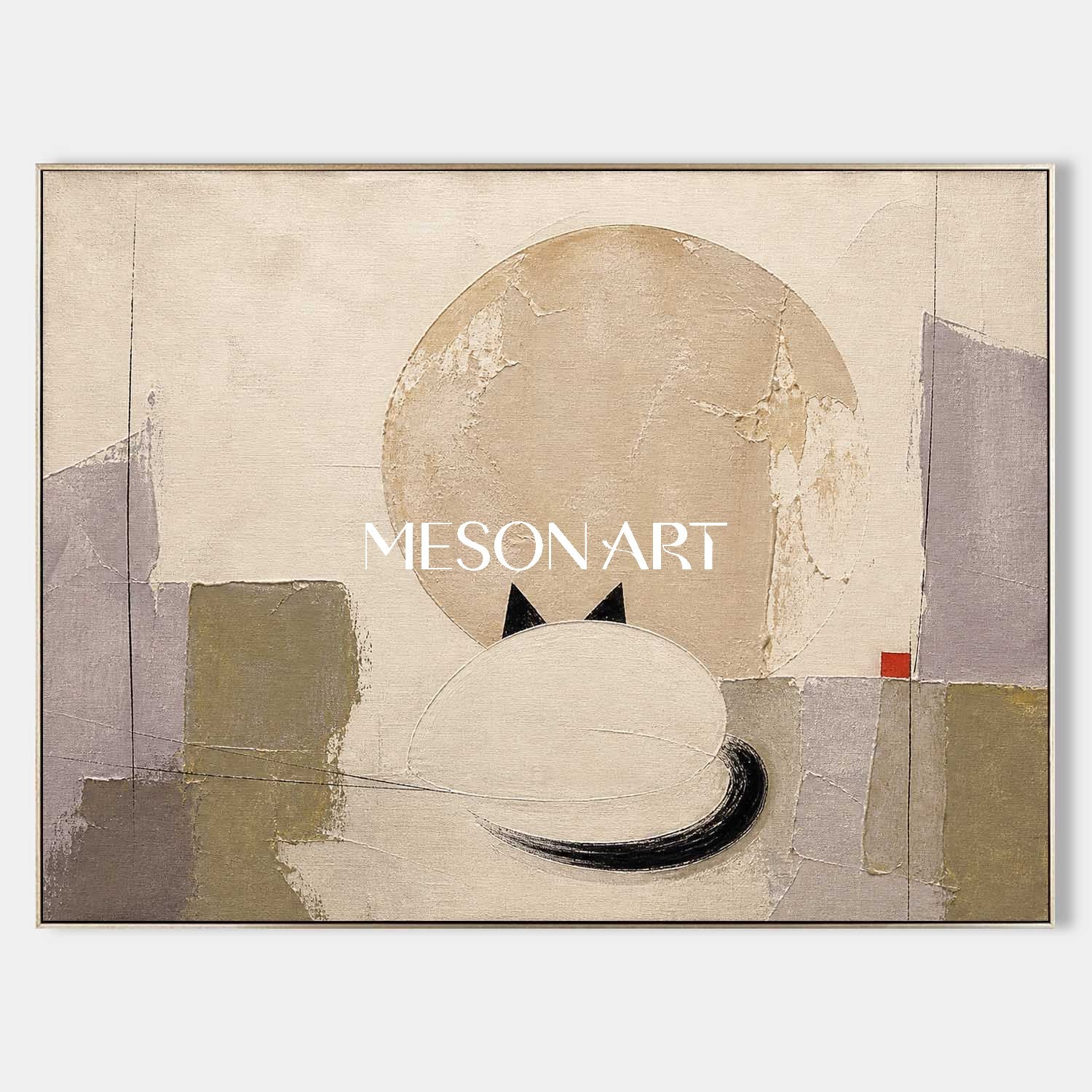 Abstract Cat Painting Minimalist Geometric Wall Art For Living Room And Bedroom Decor