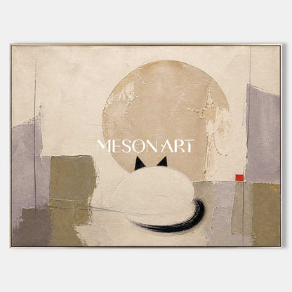 Abstract Cat Painting Minimalist Geometric Wall Art For Living Room And Bedroom Decor