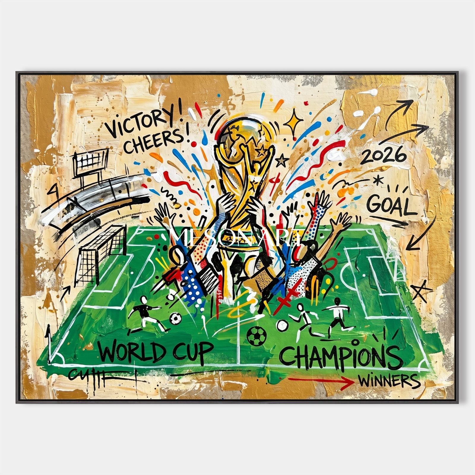 Champion Trophy Graffiti Art For Modern Living Room And Game Room Wall Decor
