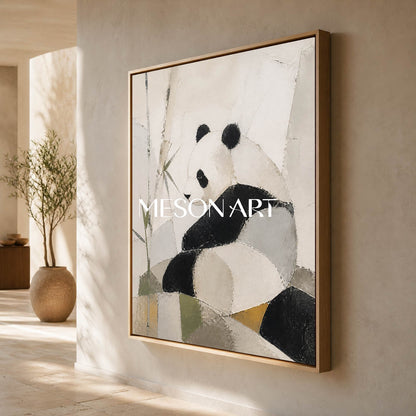 Minimalist Panda Wall Art Abstract Black And White Painting For Living Room And Nursery Decor