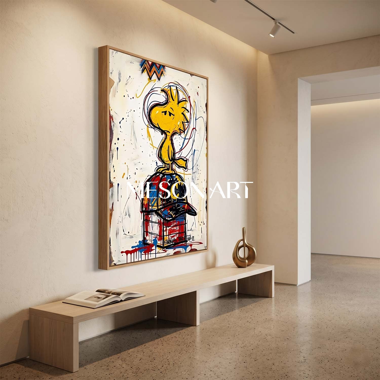 Graffiti Abstract Painting With Cartoon Character For Modern Living Room Entryway Kids Room