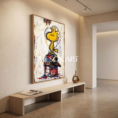 Graffiti Abstract Painting With Cartoon Character For Modern Living Room Entryway Kids Room