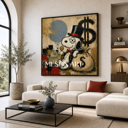 Luxury Graffiti Pop Art Painting With Gold Accents For Modern Living Room Decor