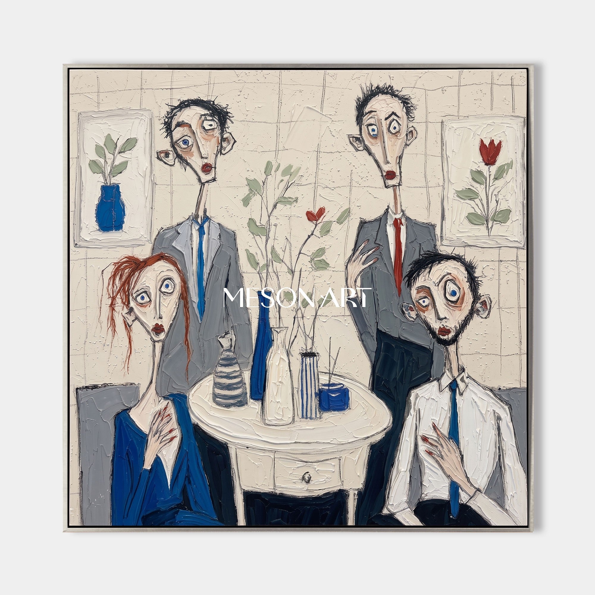 Expressive Figurative Oil Painting With Textured Brushwork For Modern Living Room Decor
