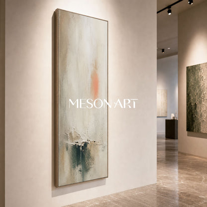 Textured Beige Abstract Art Deco Oil Painting On Linen For Luxury Living Room Wall Decor